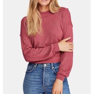 •new• Free People “we the free” raspberry stay with me pullover
